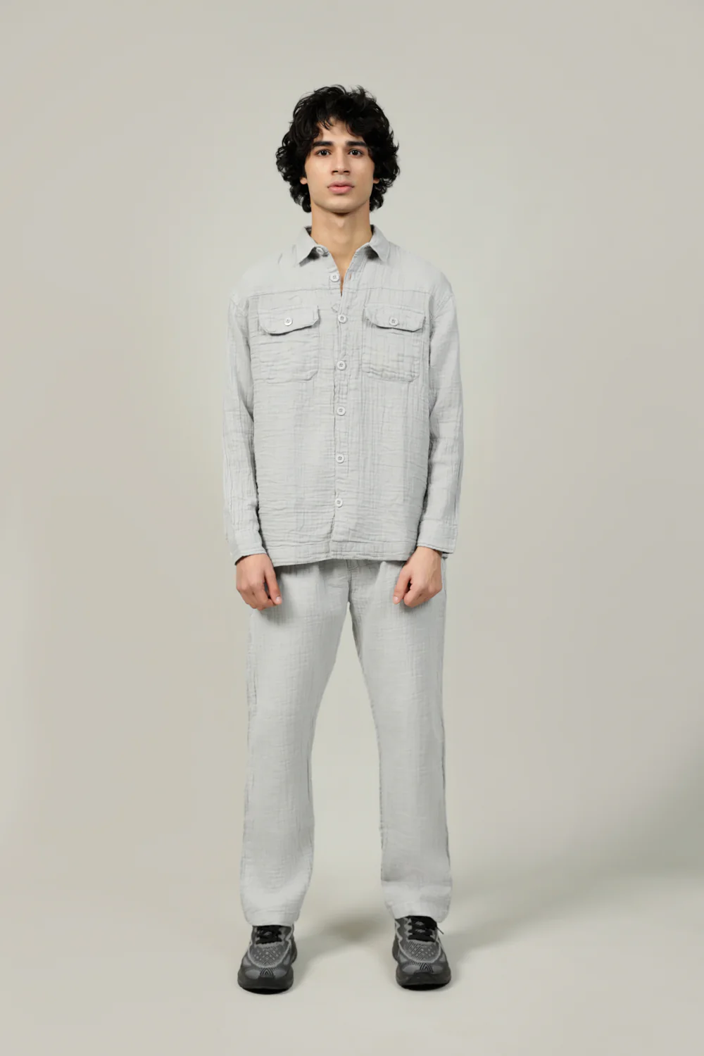 BAGGY FIT BUTTON DOWN RIPPLE SHIRT
