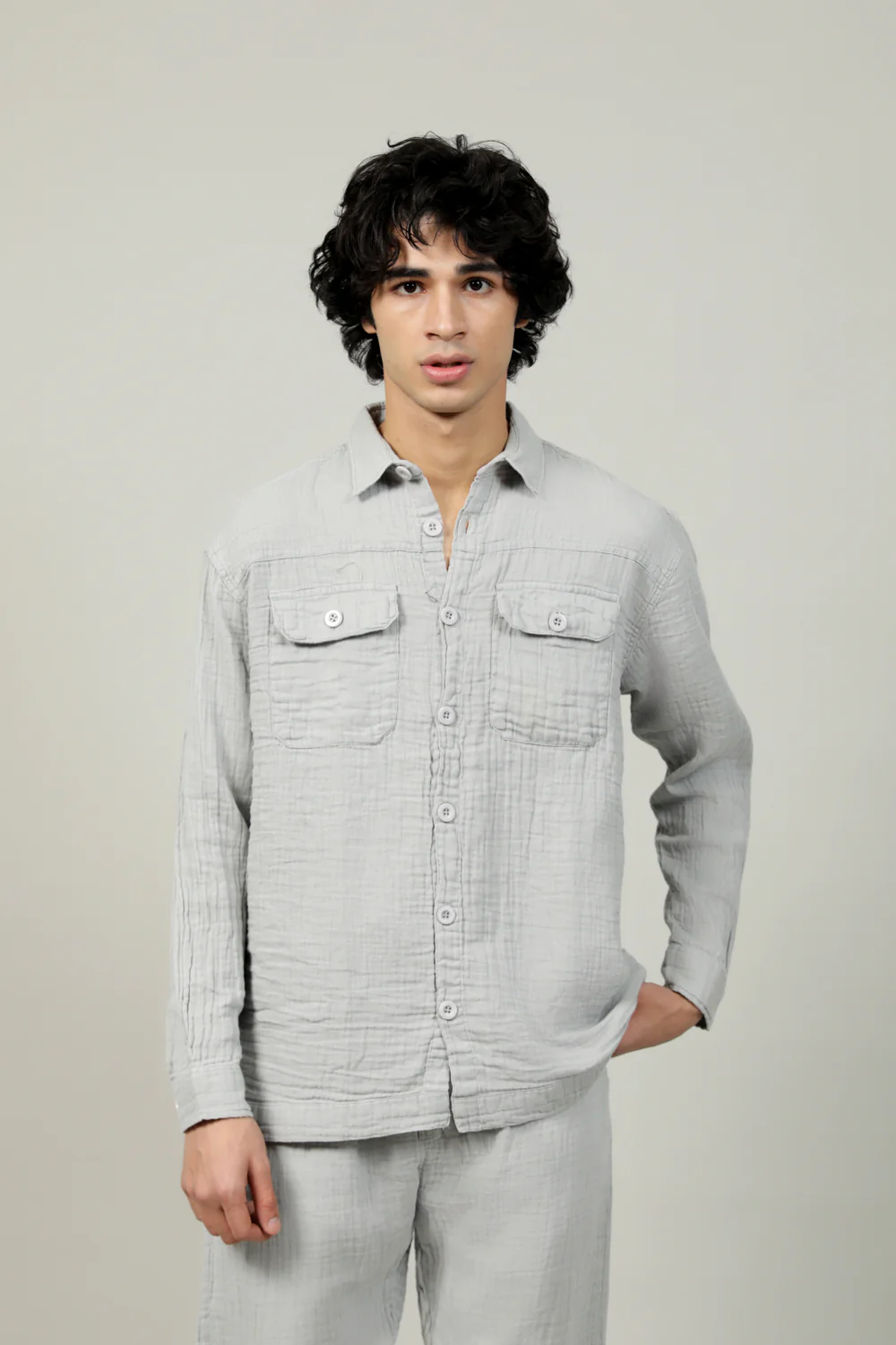 BAGGY FIT BUTTON DOWN RIPPLE SHIRT - Image 2