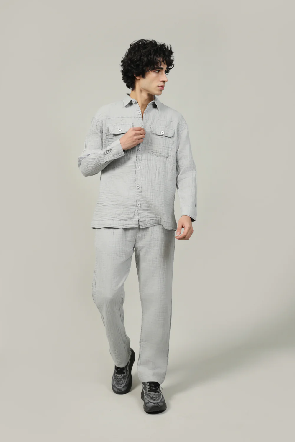 BAGGY FIT BUTTON DOWN RIPPLE SHIRT - Image 5