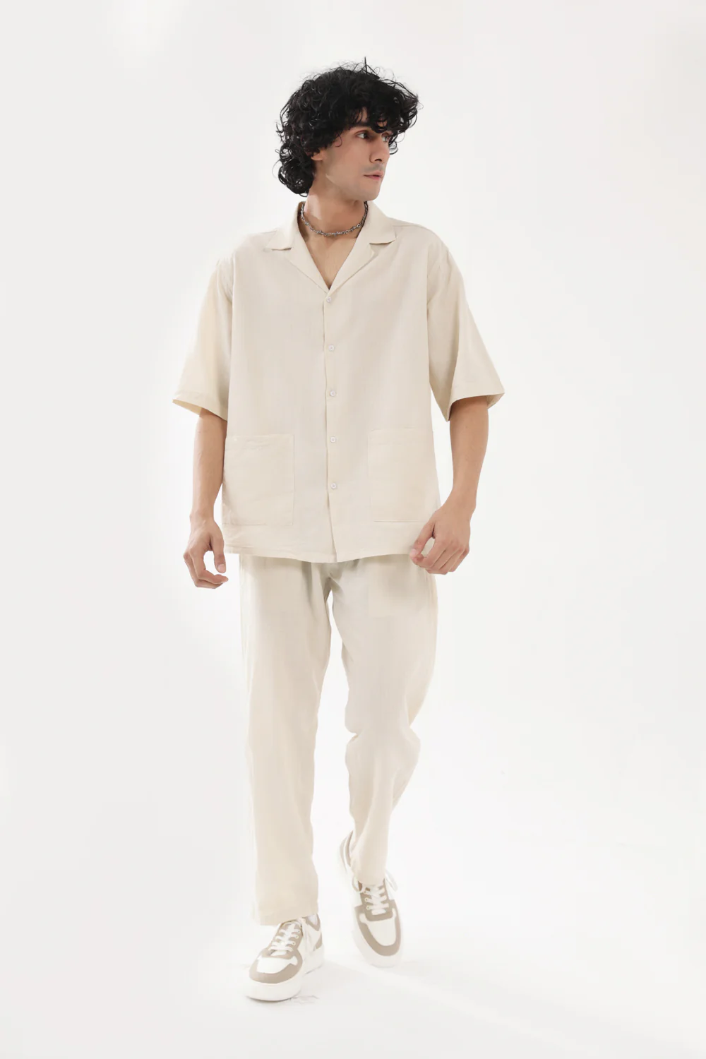 BAGGY FIT RESORT COLLAR LINEN SHIRT - Image 4