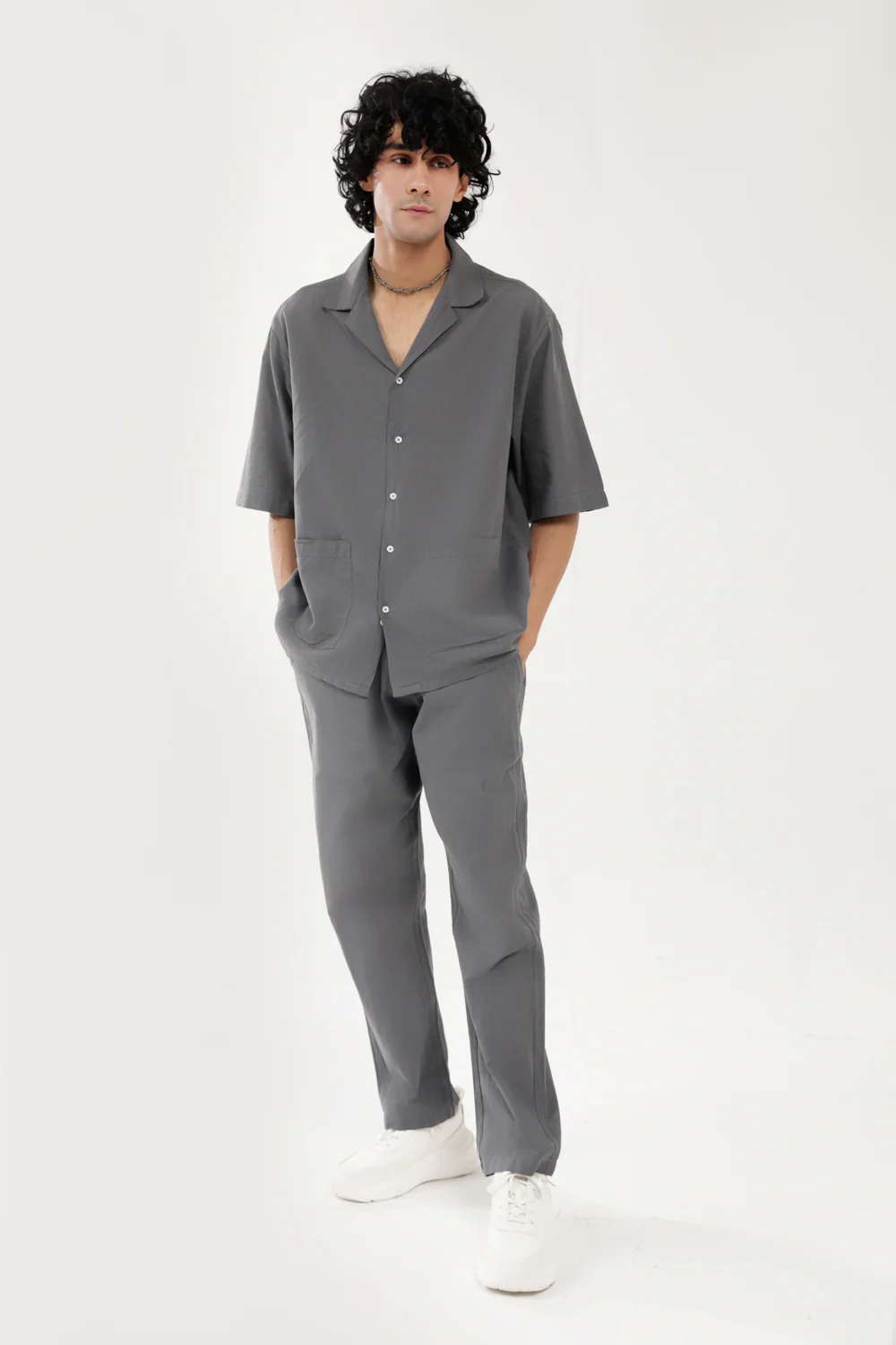 BAGGY FIT RESORT COLLAR LINEN SHIRT - Image 3
