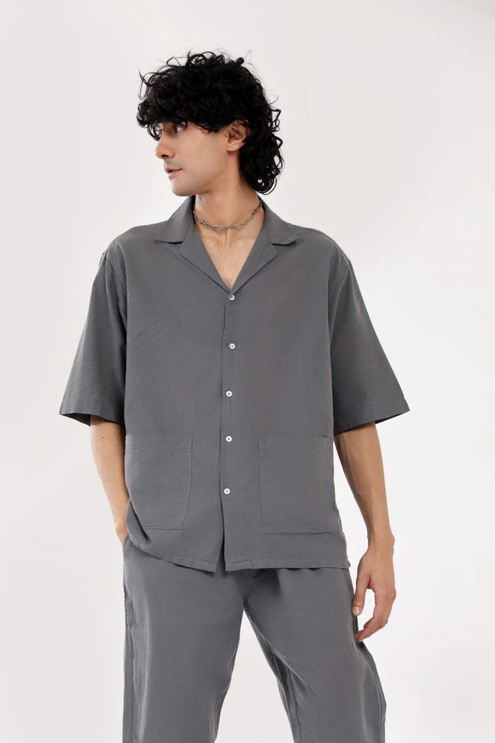 BAGGY FIT RESORT COLLAR LINEN SHIRT - Image 4