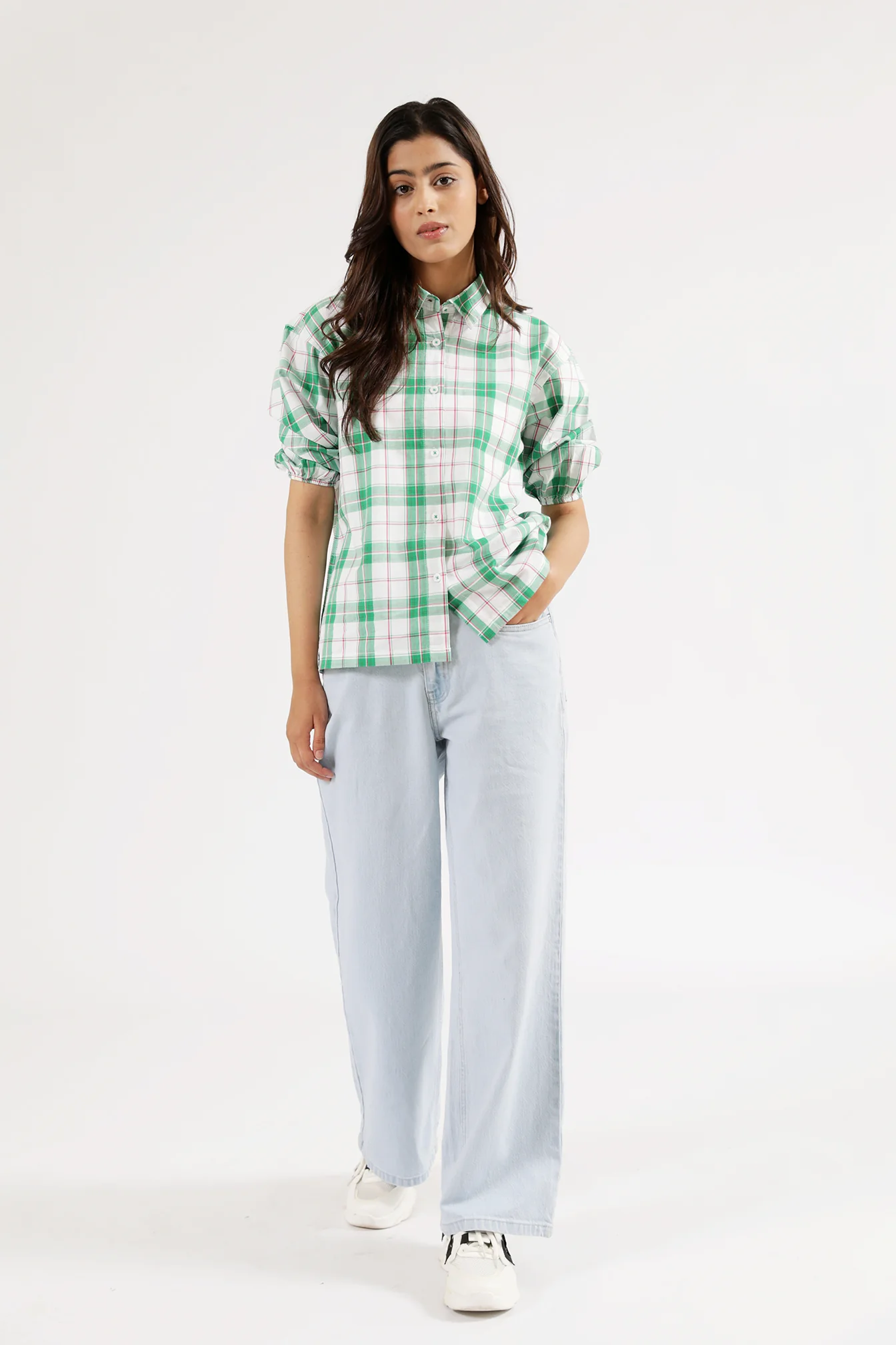 CHECKERED BUTTON DOWN SHIRT - Image 4