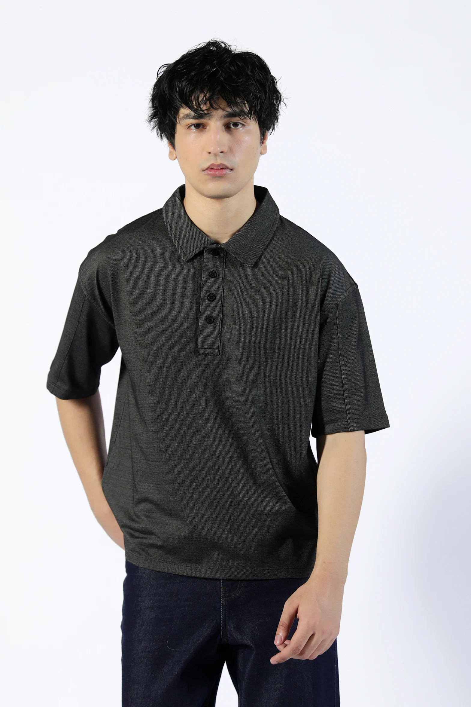 BOXY FIT TEXTURED POLO - Image 4
