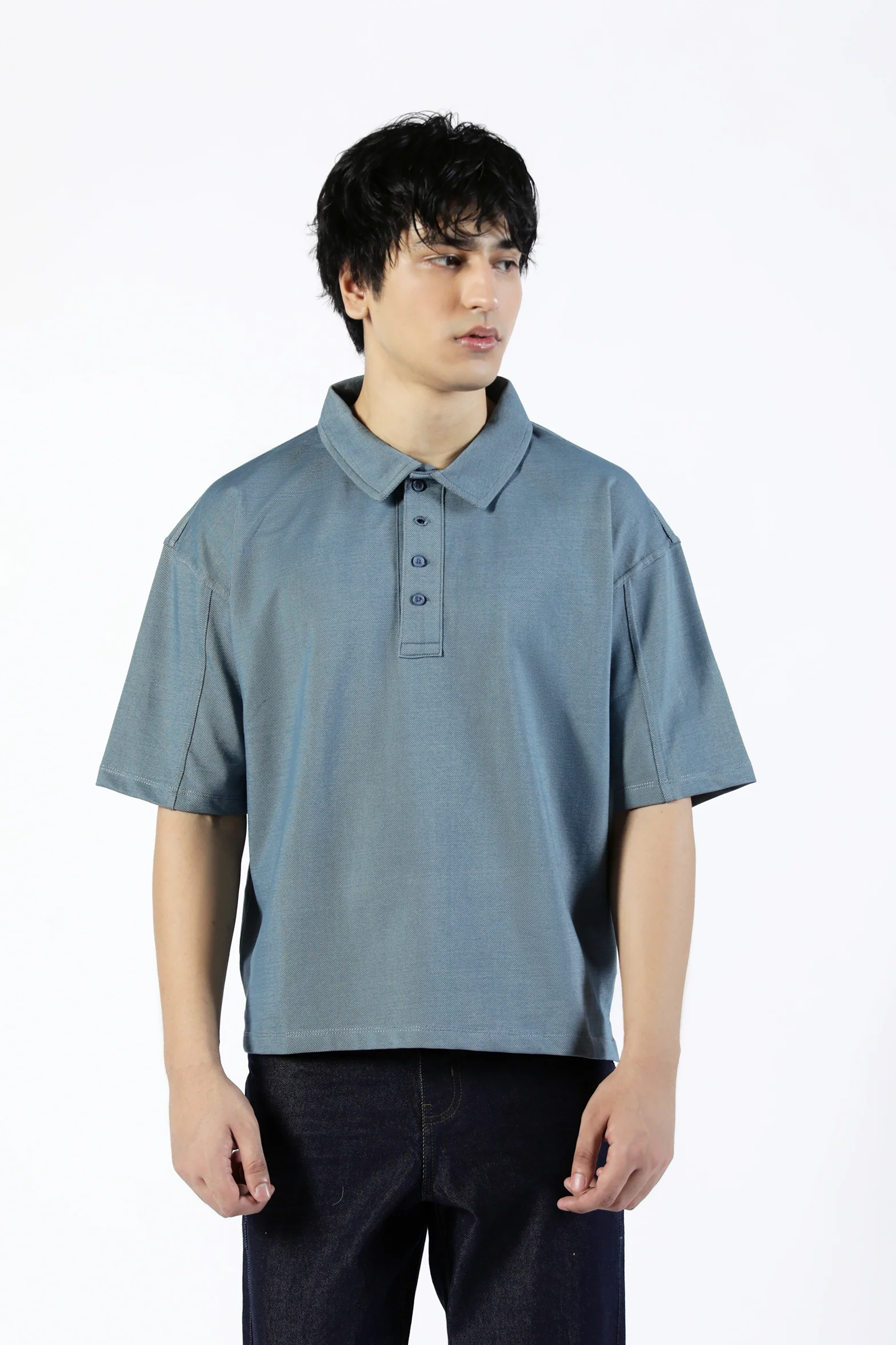 BOXY FIT TEXTURED POLO - Image 4