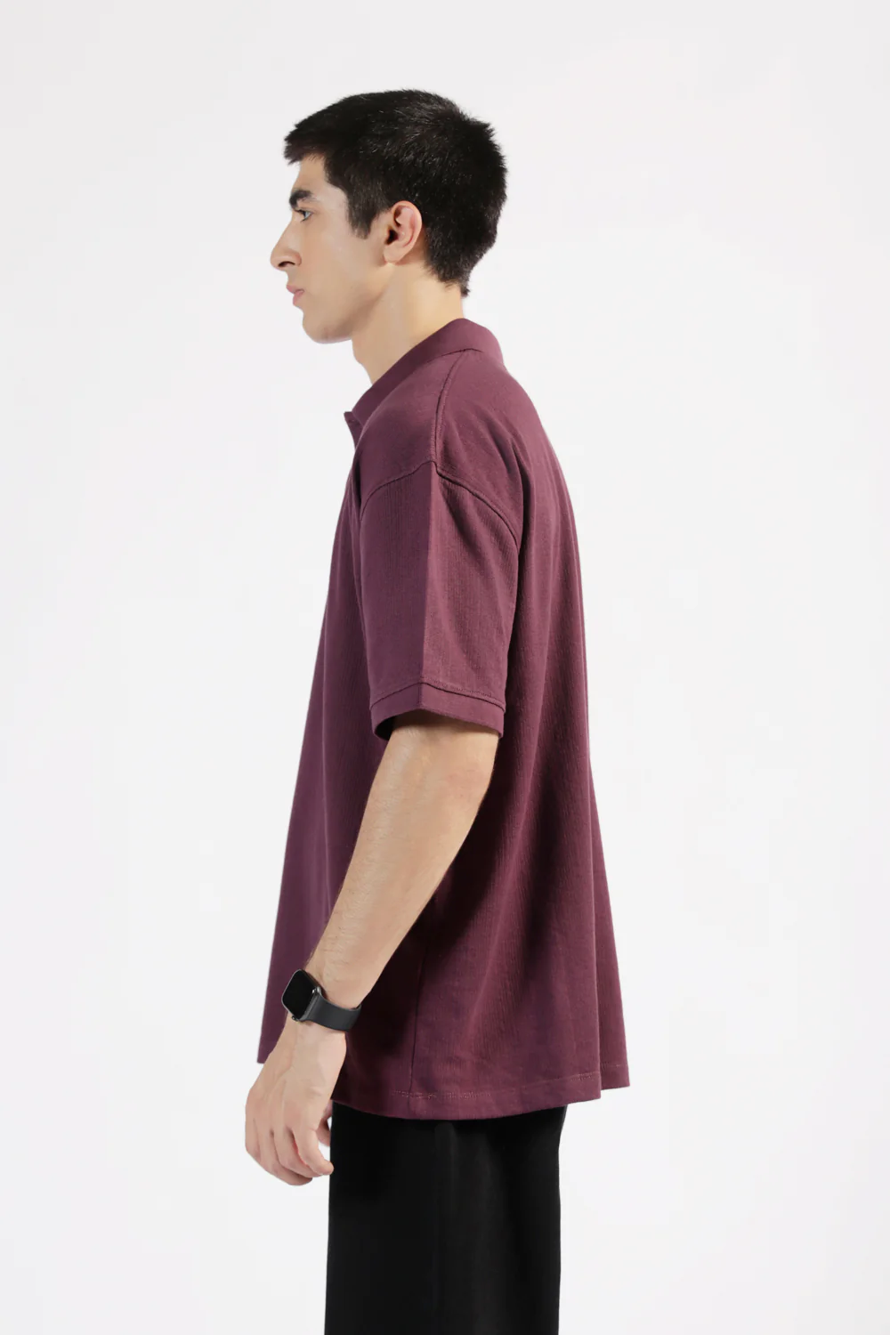 BAGGY FIT TEXTURED JOHNNY COLLAR POLO - Image 2