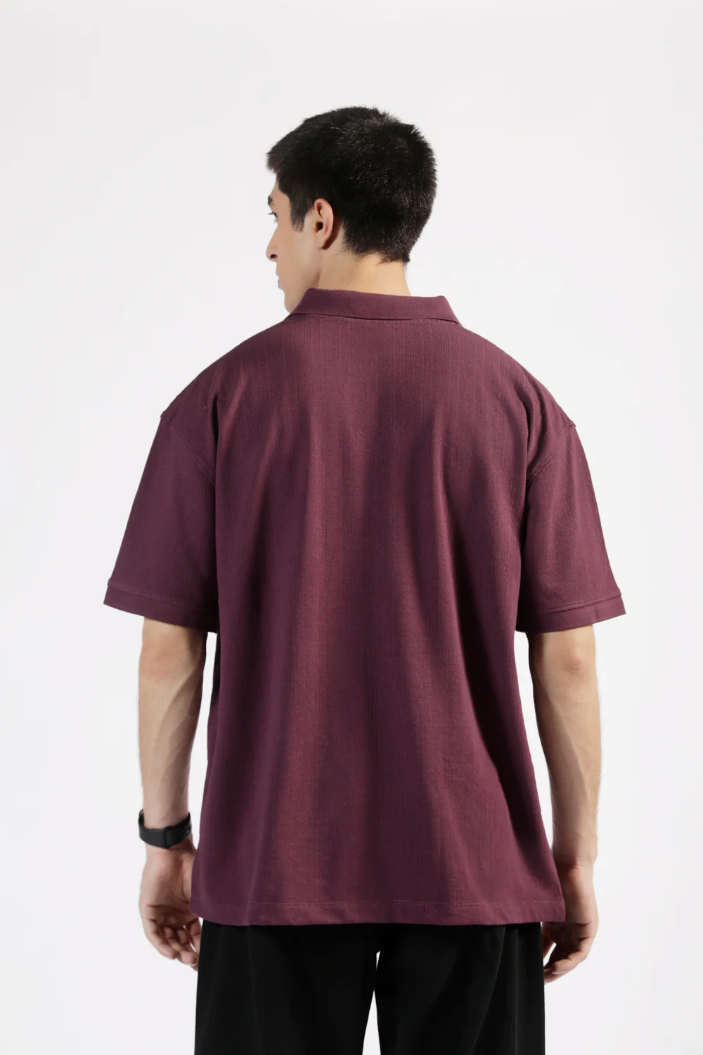 BAGGY FIT TEXTURED JOHNNY COLLAR POLO - Image 3