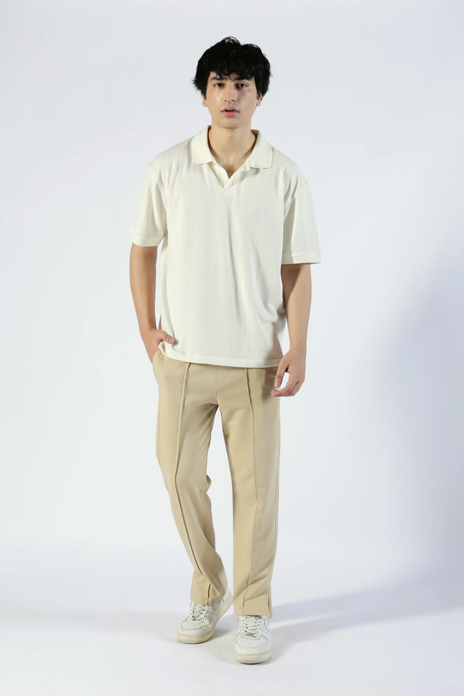 BAGGY FIT TEXTURED JOHNNY COLLAR POLO - Image 6