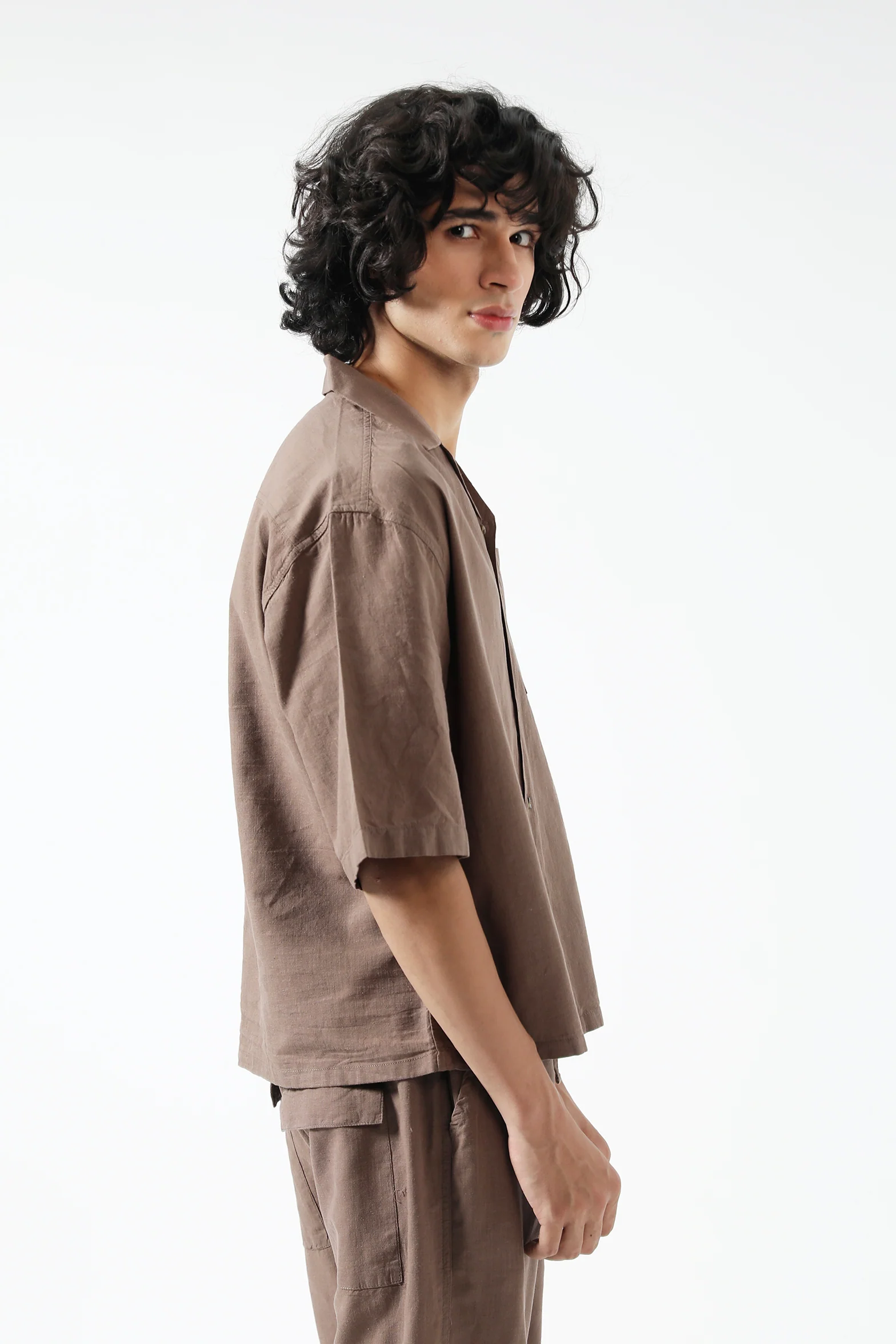 BOXY FIT RESORT COLLAR LINEN SHIRT - Image 5