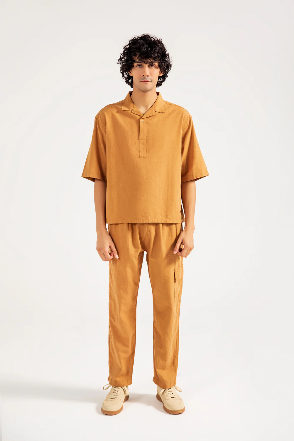 BOXY FIT RESORT COLLAR LINEN SHIRT