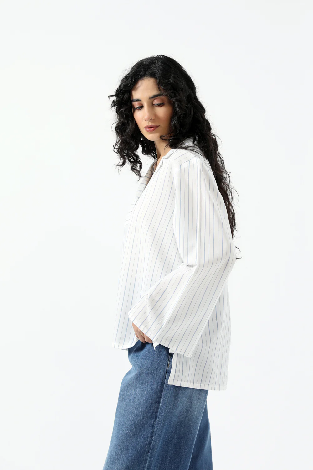STRIPED SHIRT WITH COLLAR DETAIL - Image 3
