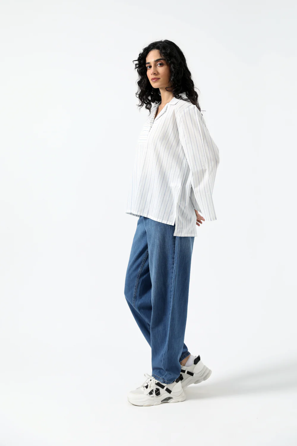 STRIPED SHIRT WITH COLLAR DETAIL - Image 5