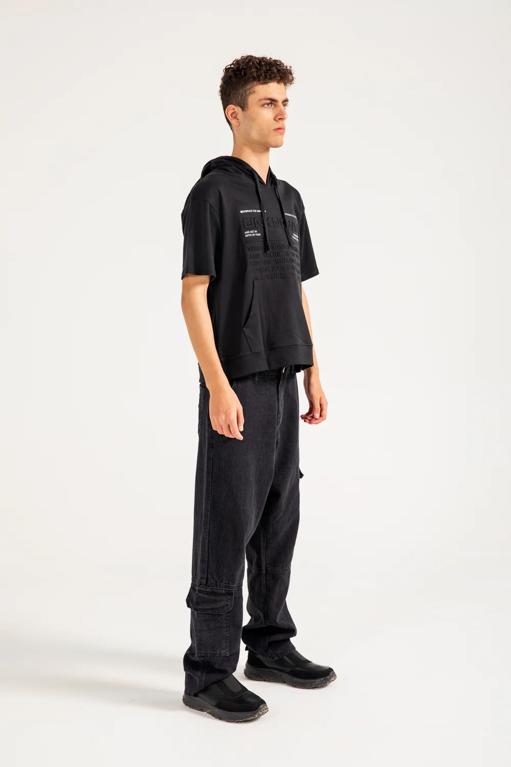 BOXY FIT EMBOSSED GRAPHIC HOODIE TEE - Image 4