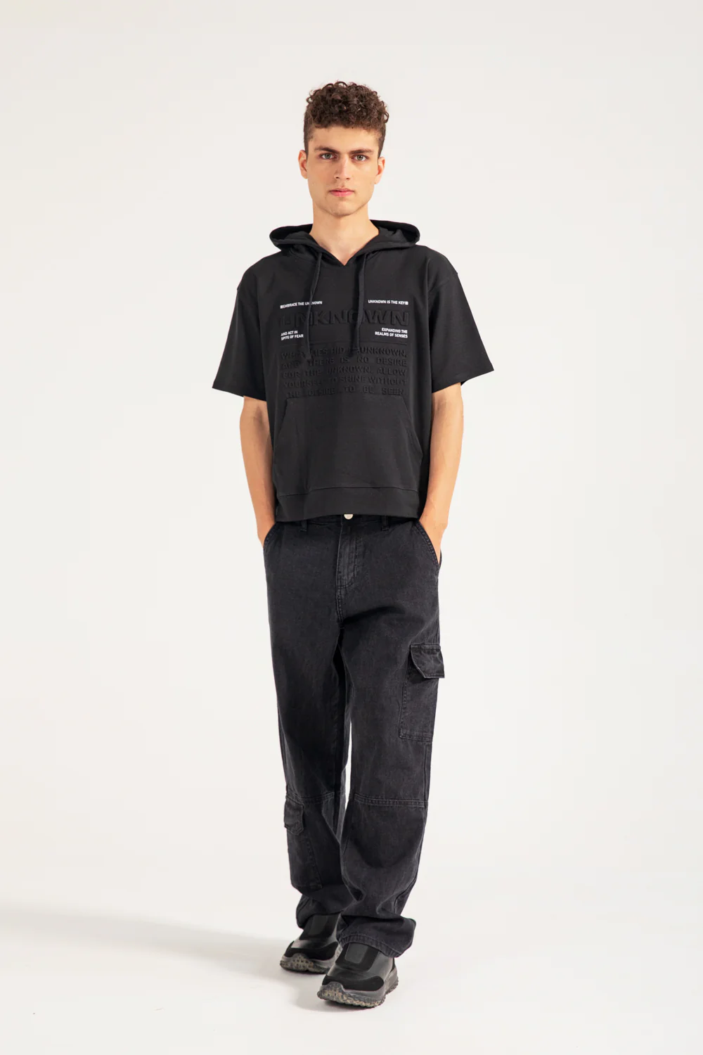BOXY FIT EMBOSSED GRAPHIC HOODIE TEE - Image 5
