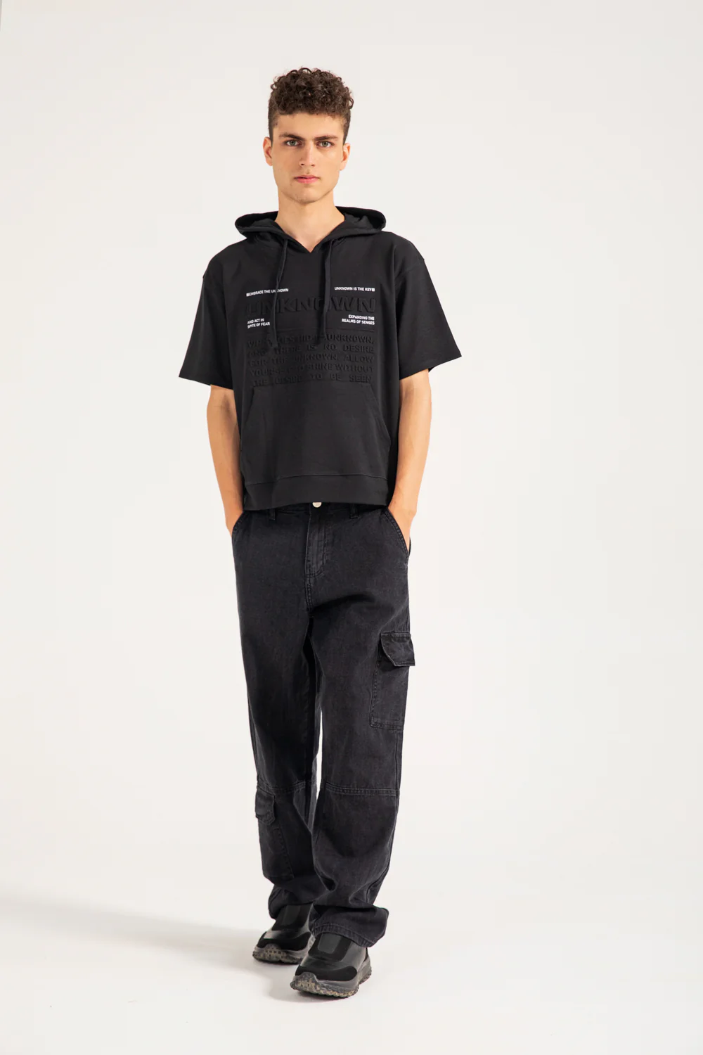 BOXY FIT EMBOSSED GRAPHIC HOODIE TEE - Image 6