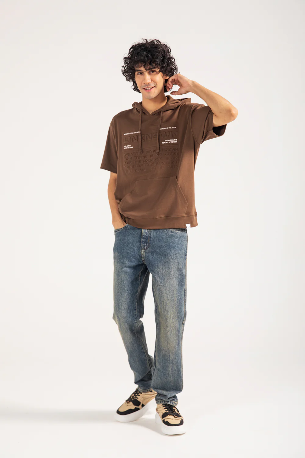 BOXY FIT EMBOSSED GRAPHIC HOODIE TEE - Image 5