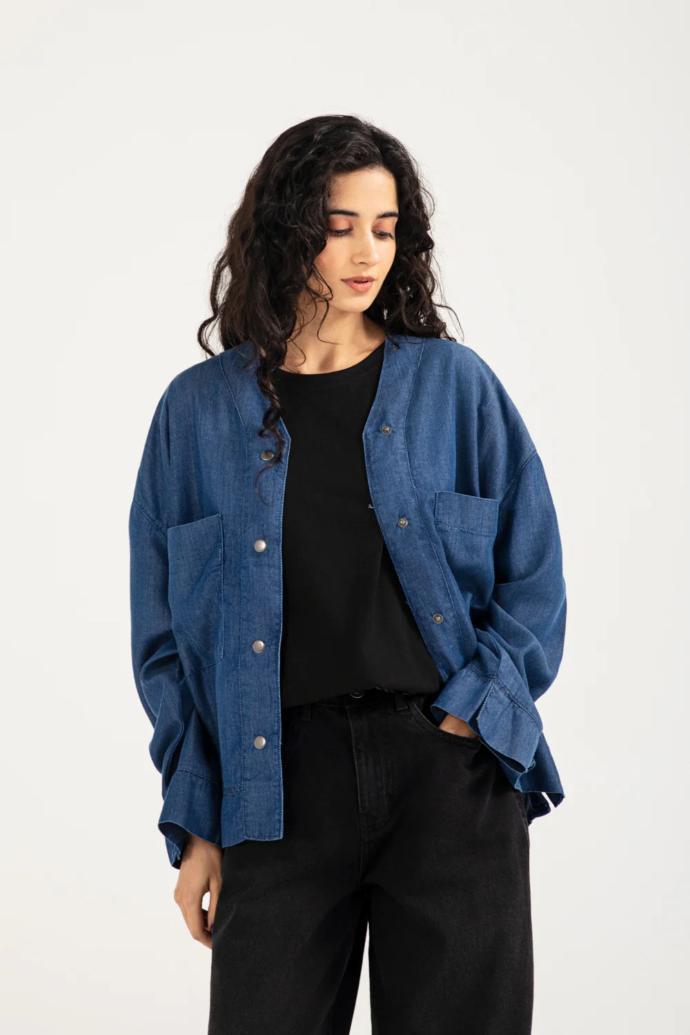 BUTTON DOWN DENIM TOP - Image 3