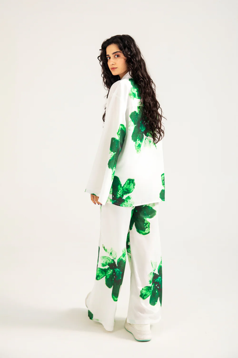 PRINTED SATIN BUTTON DOWN SHIRT - Image 2