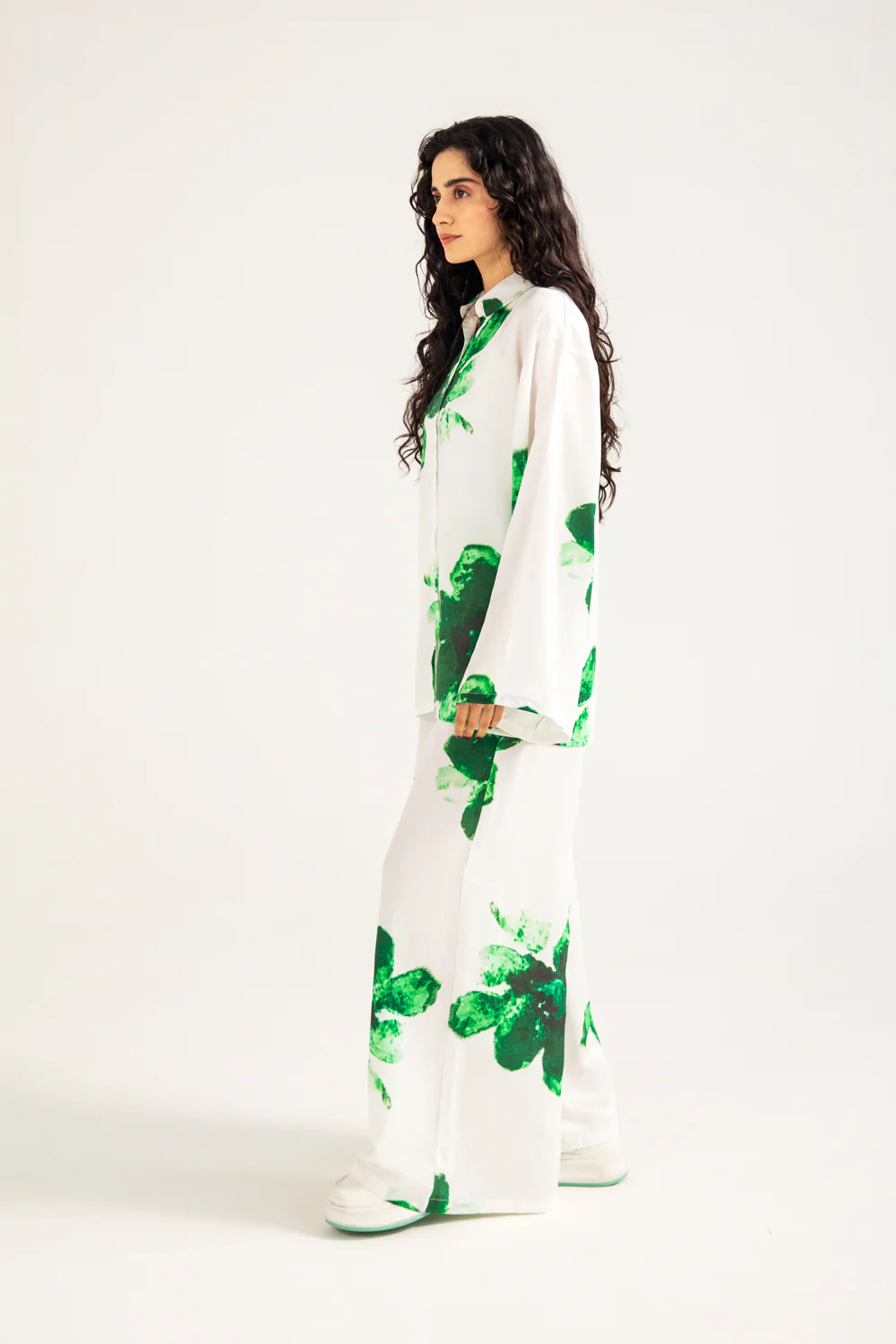 PRINTED SATIN BUTTON DOWN SHIRT - Image 3