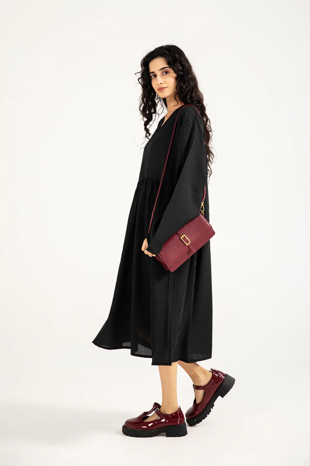 TEXTURED LONG DRESS - Image 2