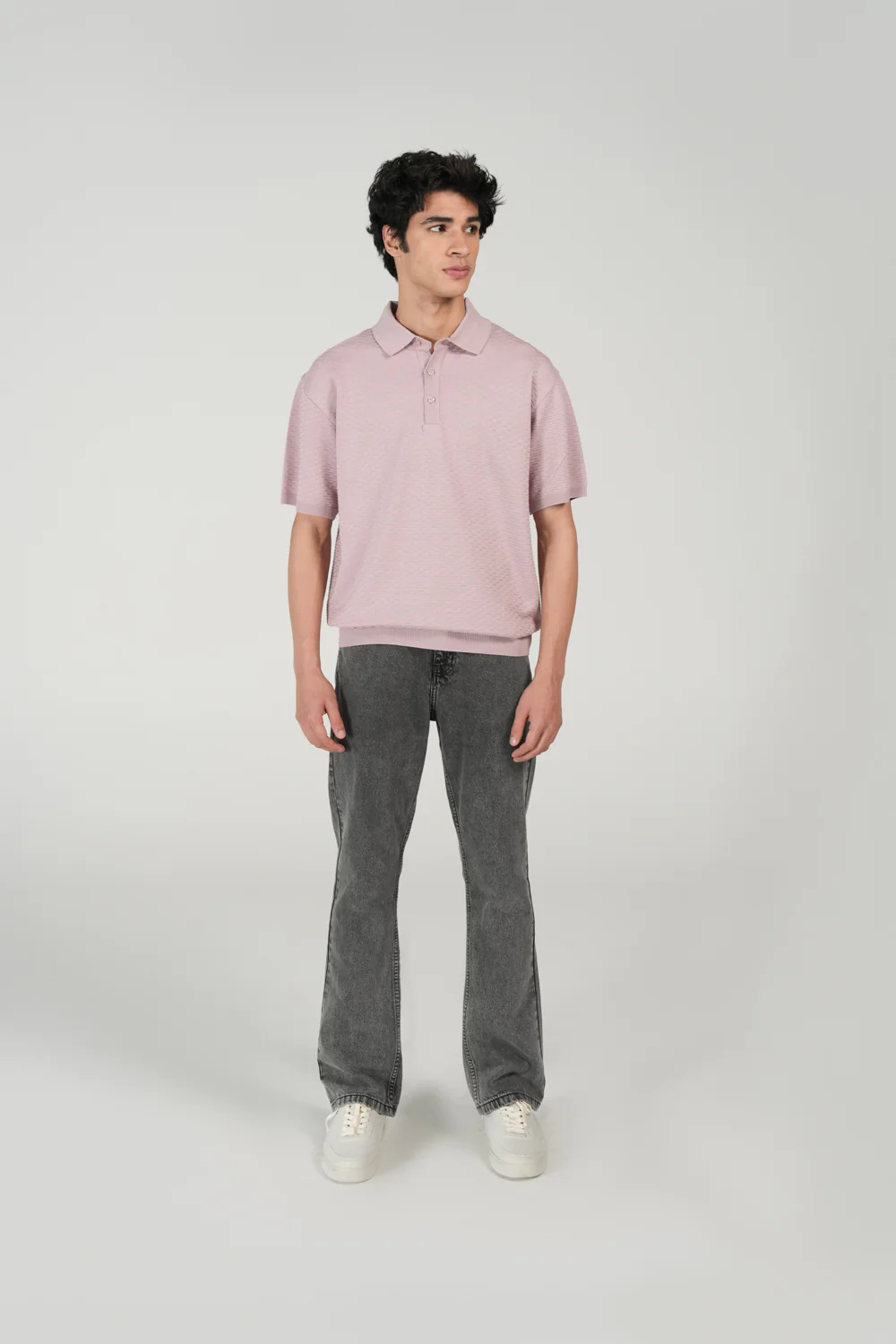 RELAXED FIT TEXTURED KNITTED POLO