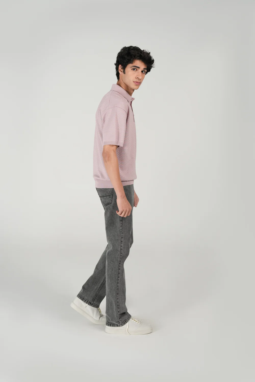RELAXED FIT TEXTURED KNITTED POLO - Image 2