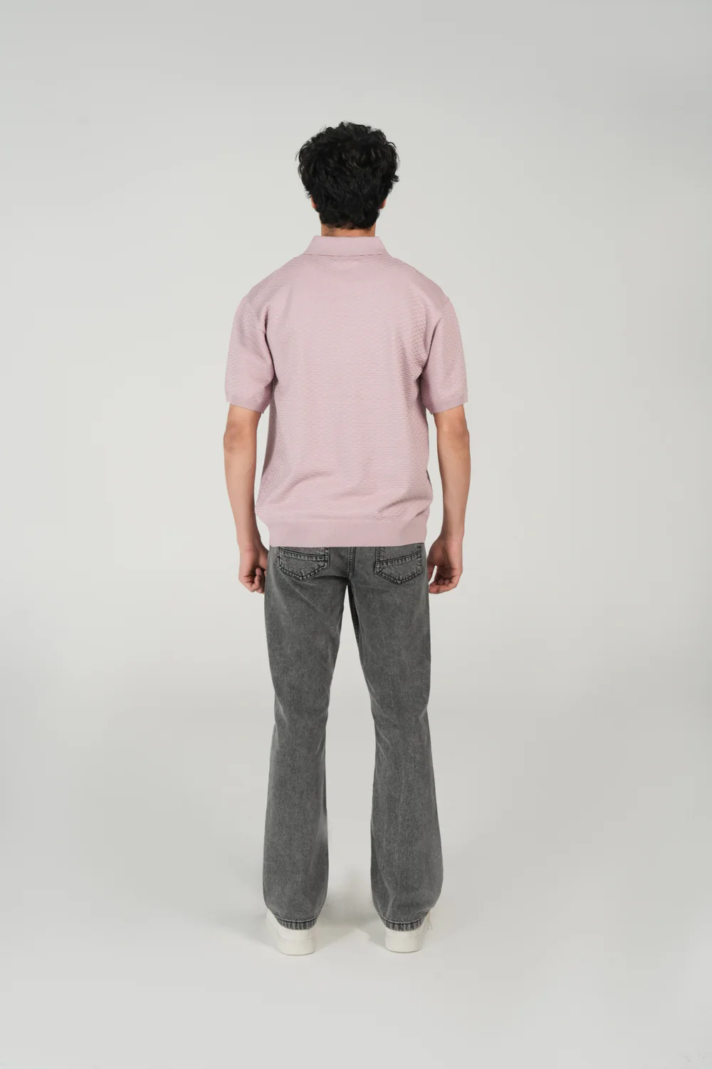 RELAXED FIT TEXTURED KNITTED POLO - Image 3