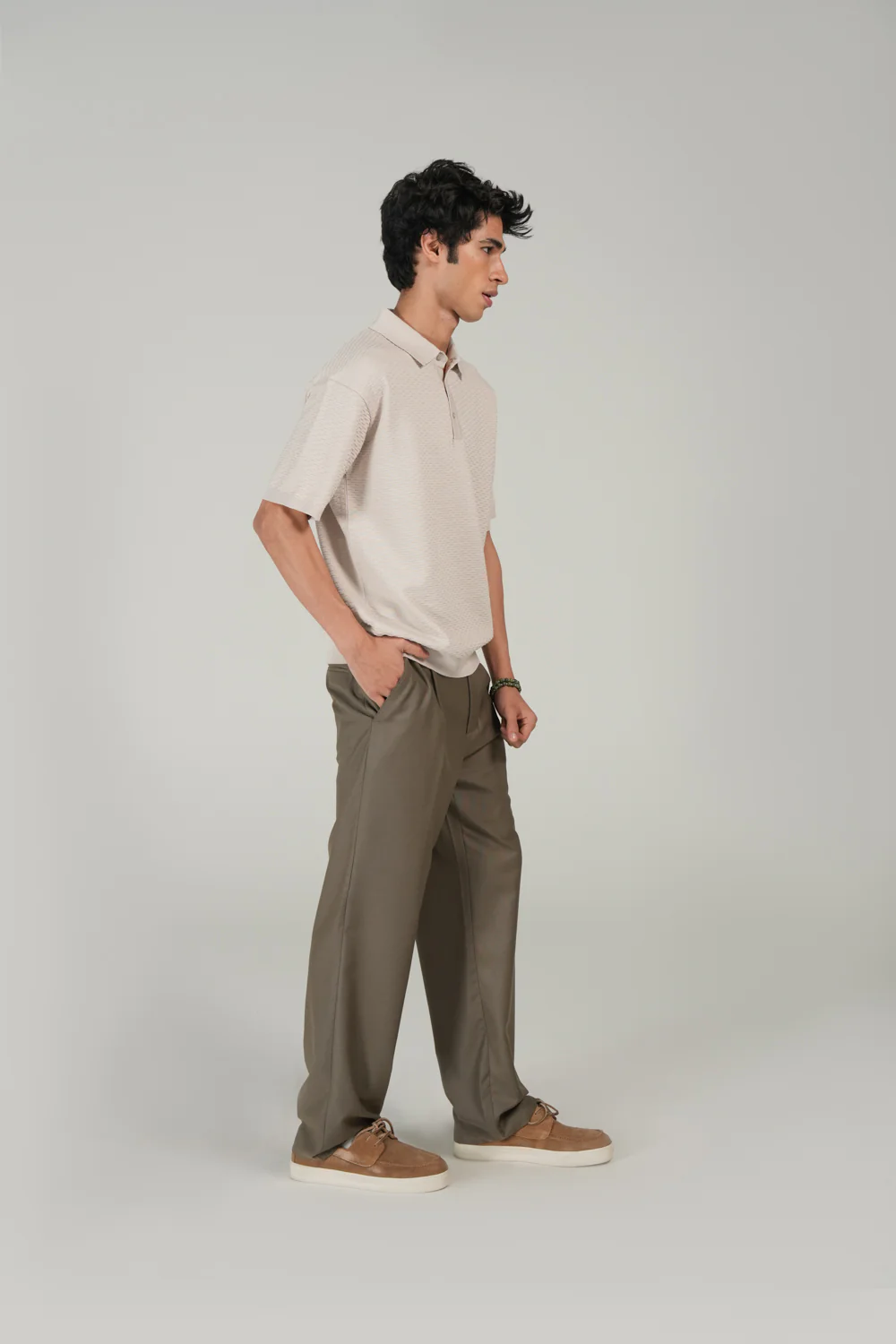 RELAXED FIT TEXTURED KNITTED POLO - Image 2
