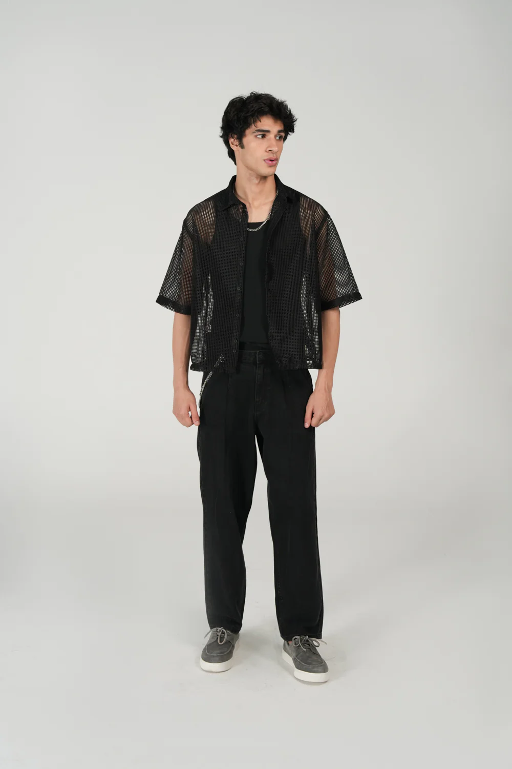 BOXY FIT REOSRT COLLAR MESH SHIRT - Image 5