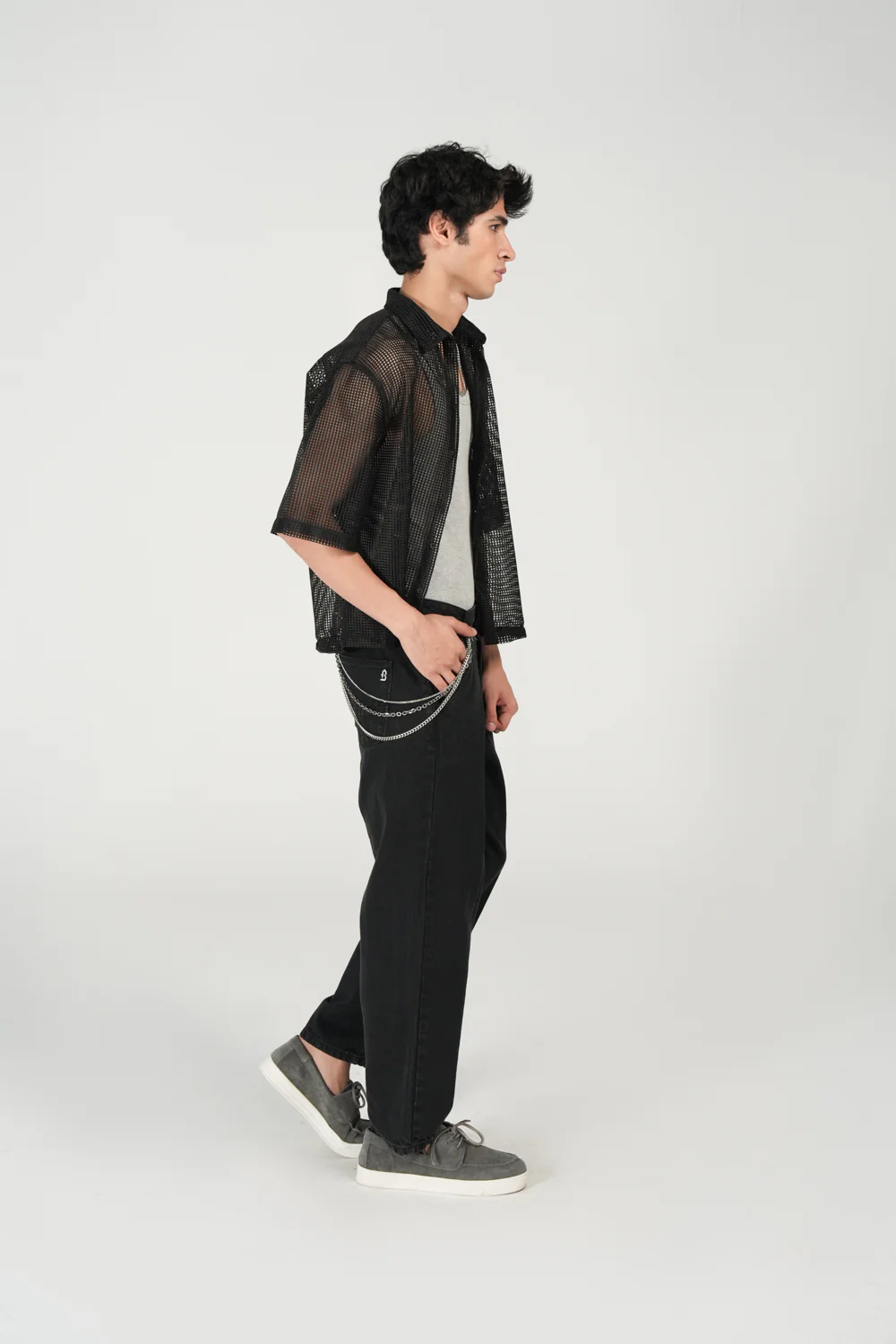 BOXY FIT REOSRT COLLAR MESH SHIRT - Image 6
