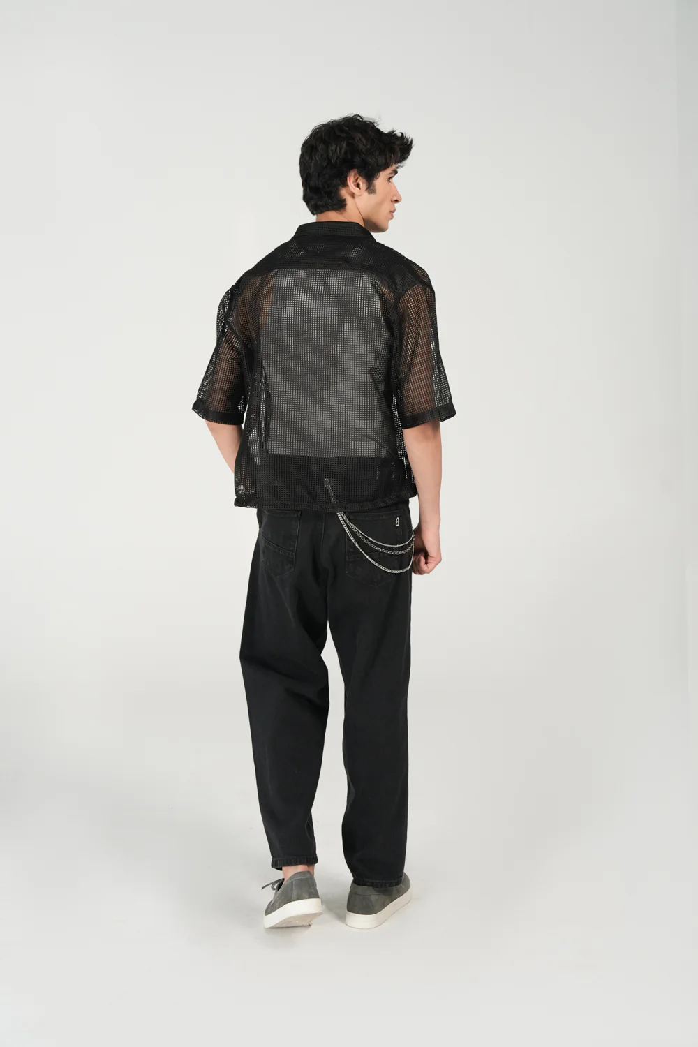 BOXY FIT REOSRT COLLAR MESH SHIRT - Image 7
