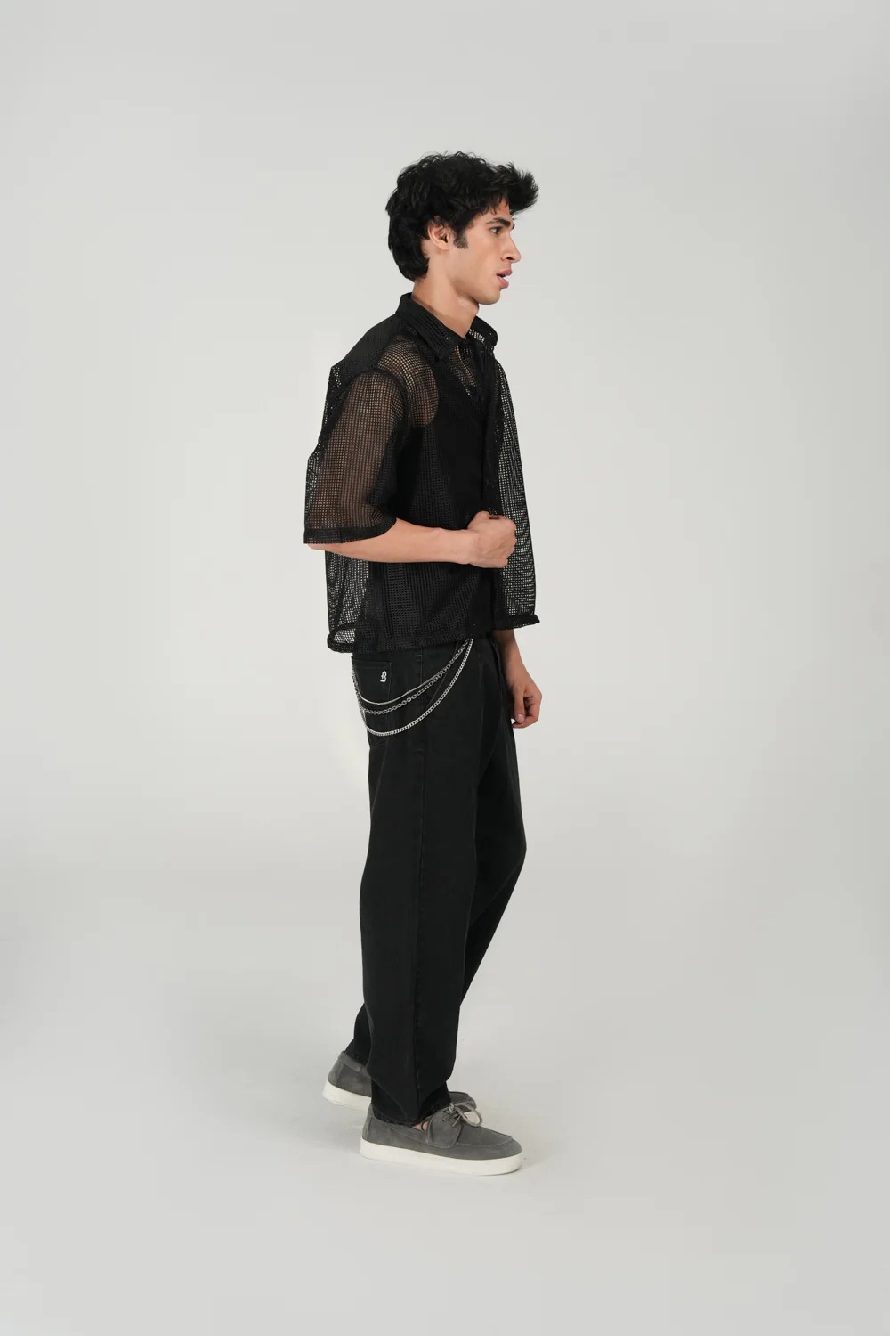 BOXY FIT REOSRT COLLAR MESH SHIRT - Image 8