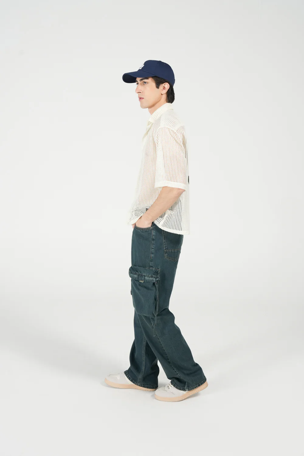 BOXY FIT RESORT COLLAR MESH SHIRT - Image 2