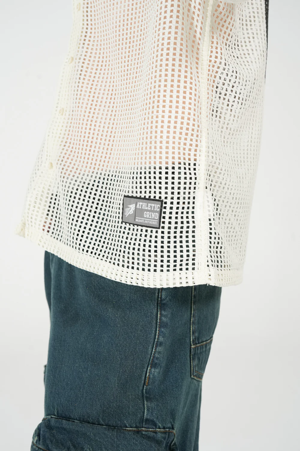 BOXY FIT RESORT COLLAR MESH SHIRT - Image 4
