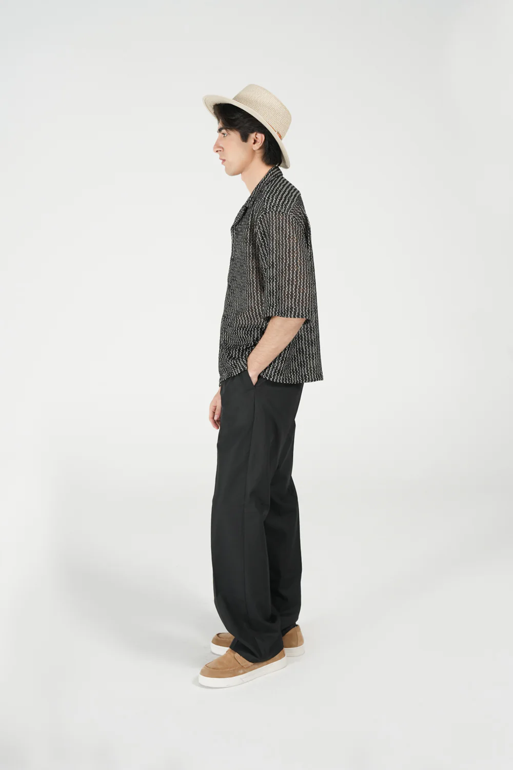 BOXY FIT RESORT COLLAR MESH SHIRT - Image 2