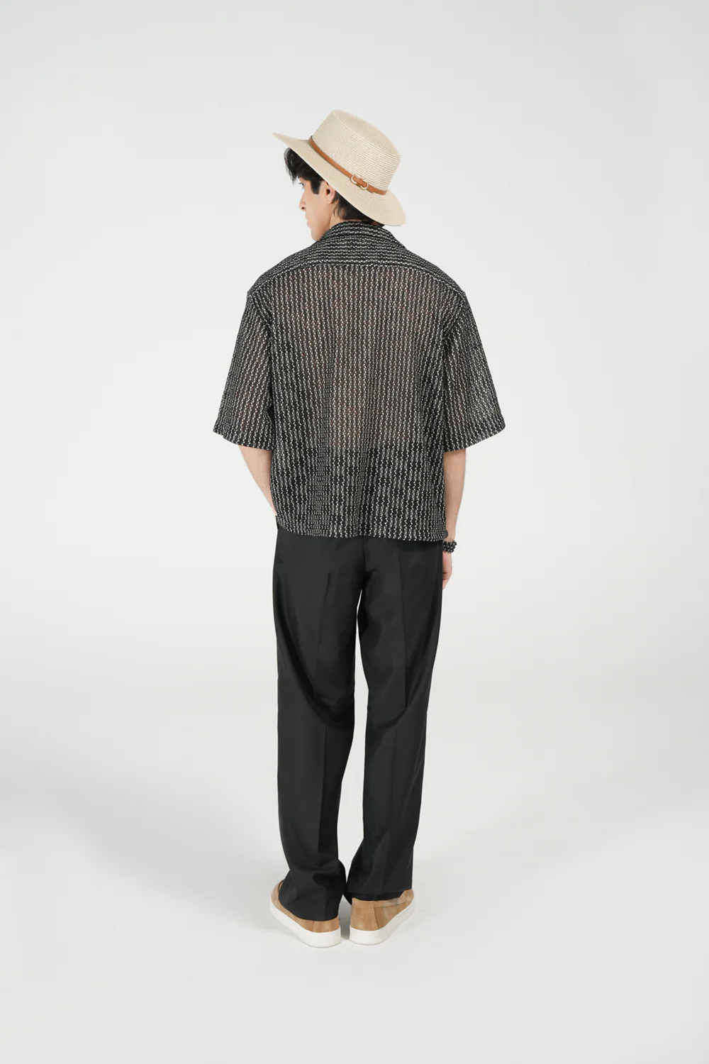 BOXY FIT RESORT COLLAR MESH SHIRT - Image 3