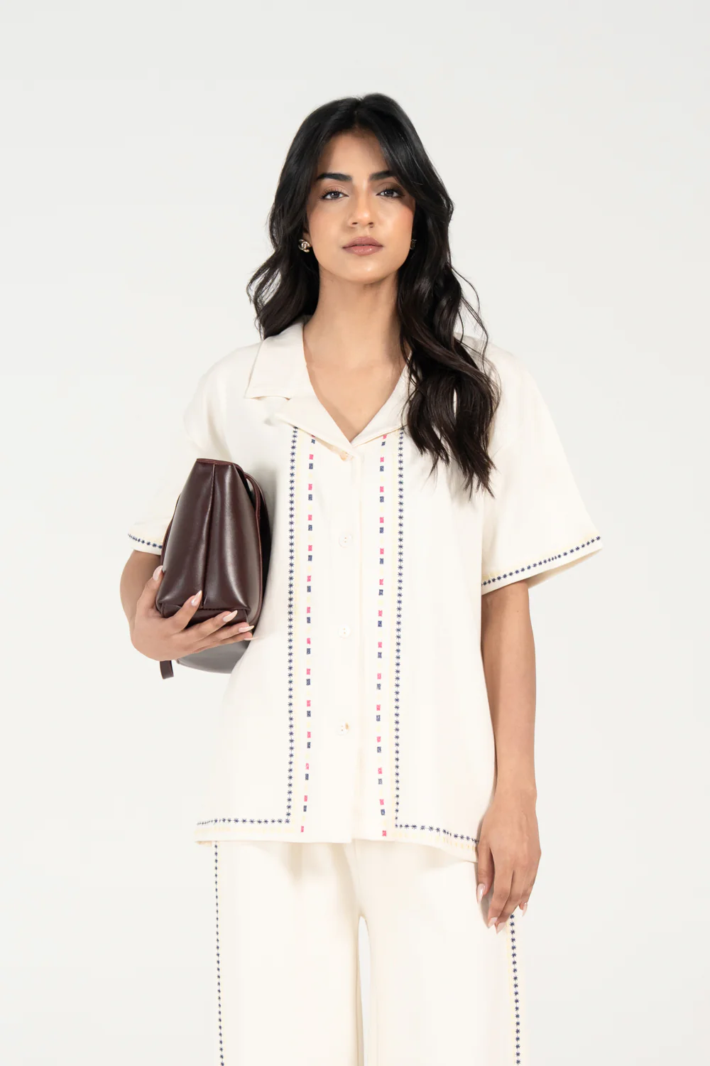 EMBROIDERED BUTTON DOWN KNIT TOP - Image 2