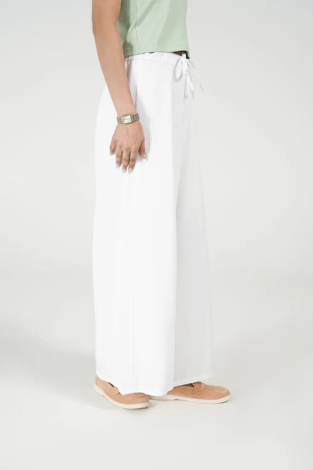WIDE LEG PLEATED PANTS WITH DRAW CORDS - Image 2