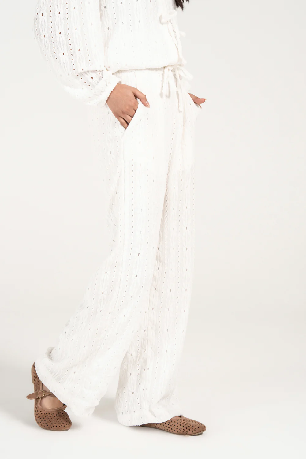 SCHIFFLI WIDE LEG TROUSERS - Image 2