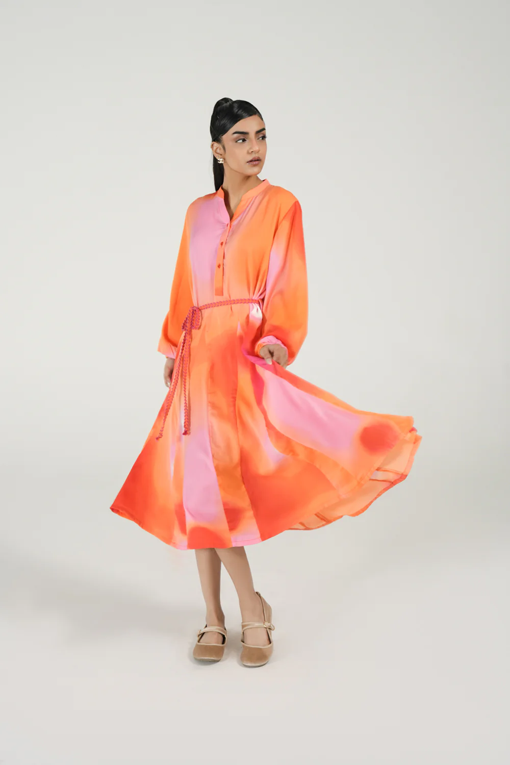 BELTED LONG DRESS - Image 4