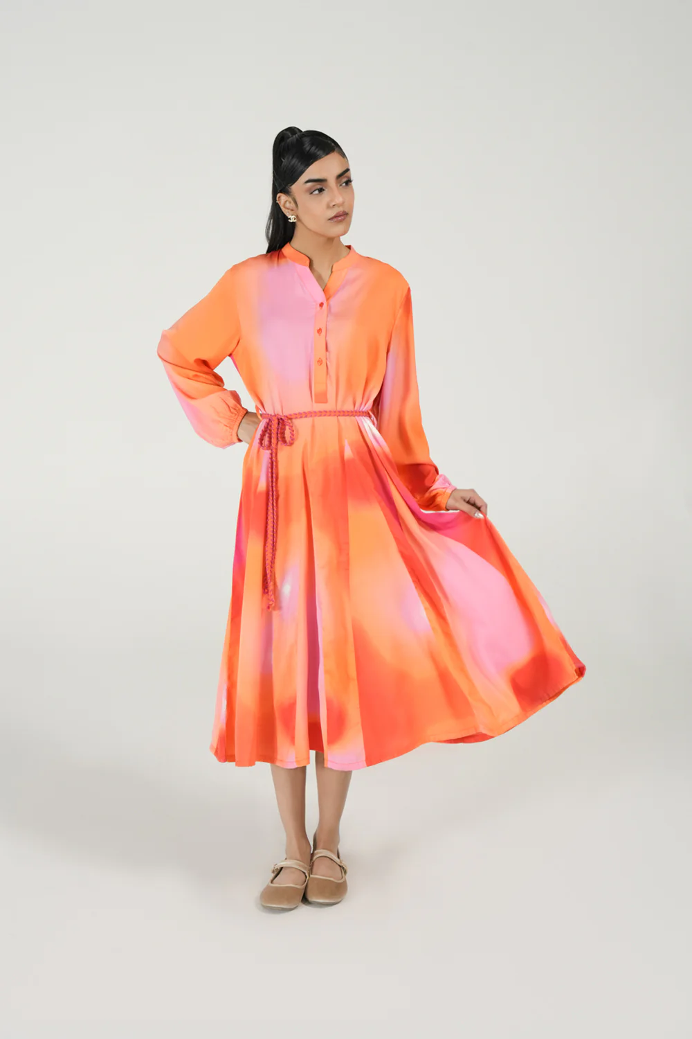 BELTED LONG DRESS - Image 5