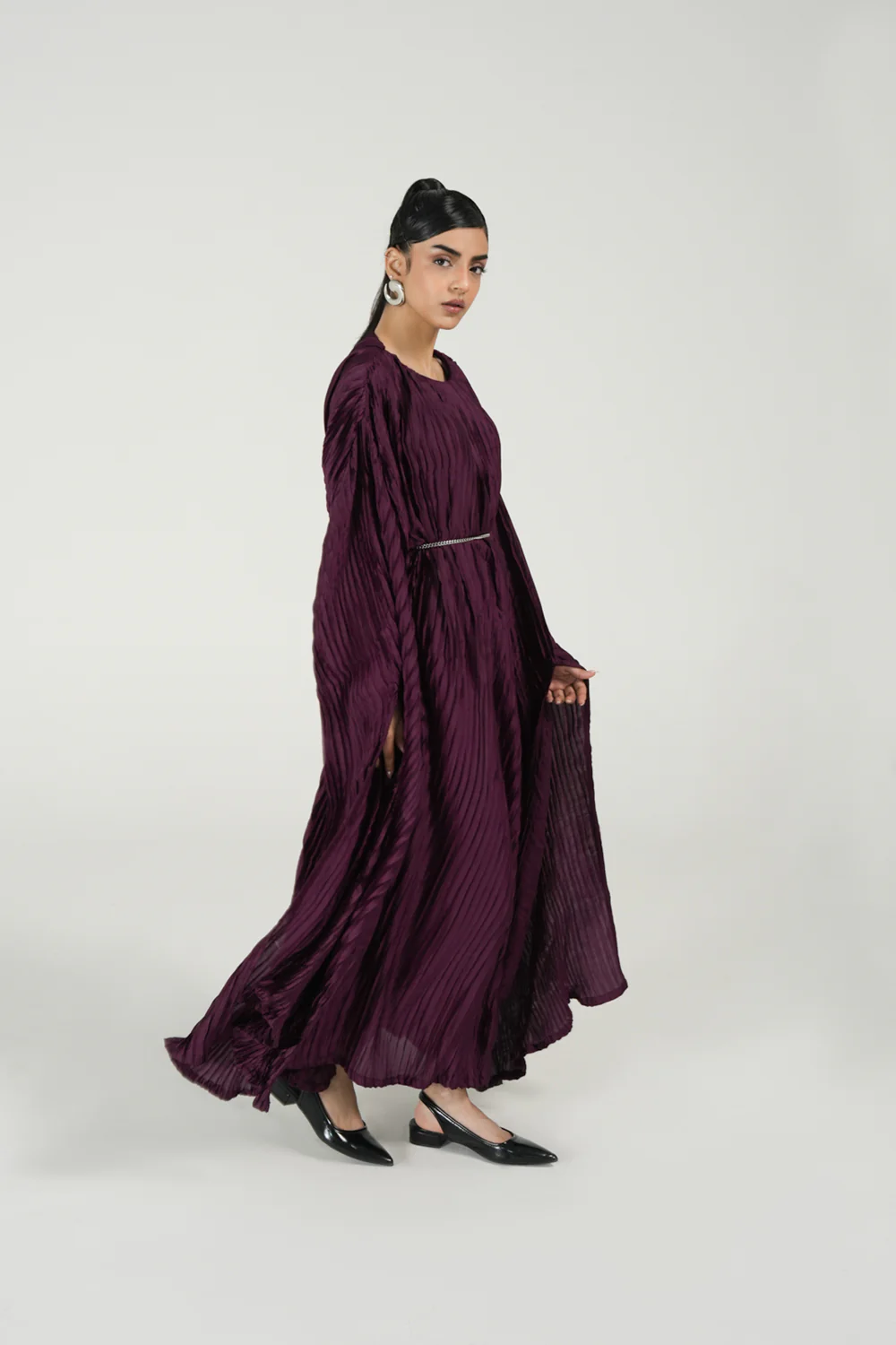 PLEATED DRESS WITH SLEEVE DETAIL - Image 3