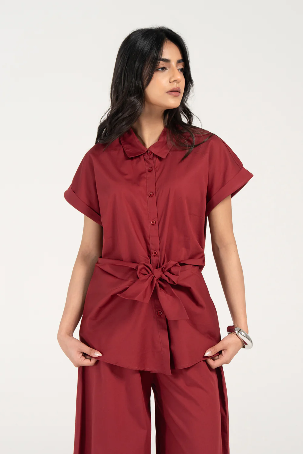 FRONT TIE BUTTON DOWN TOP - Image 2