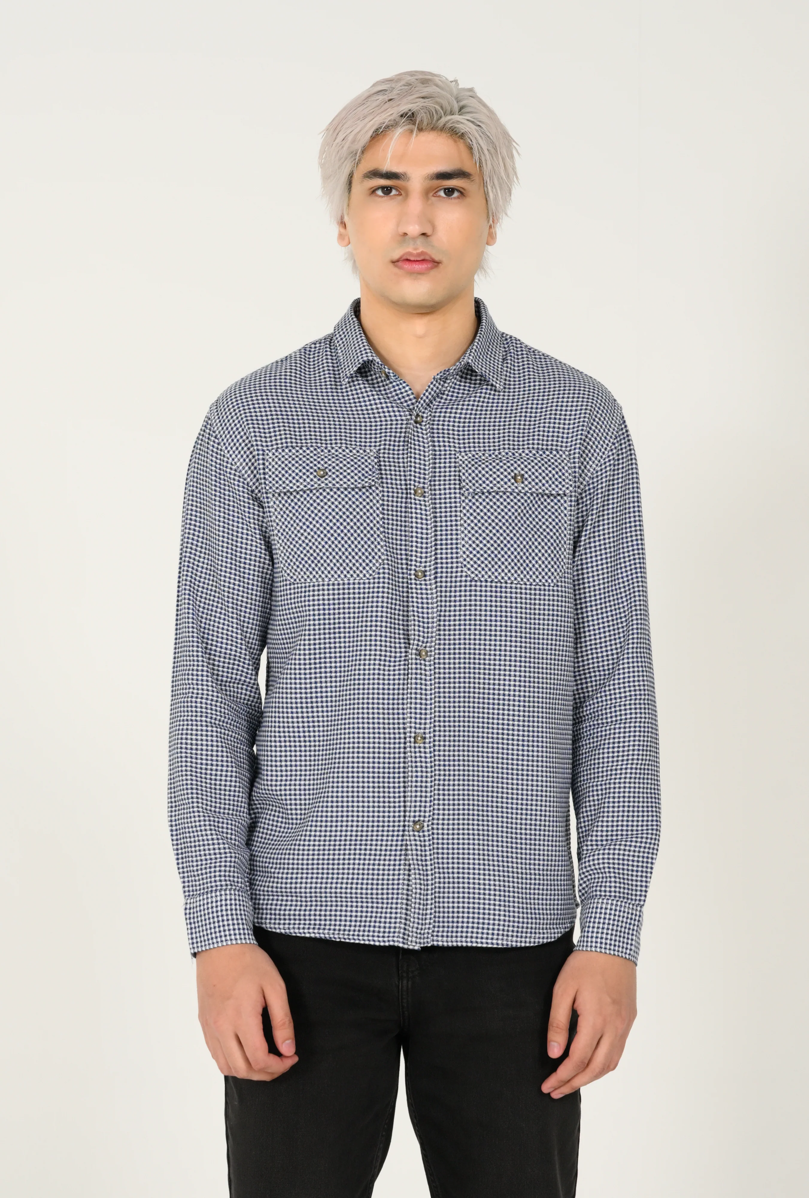 BUTTON DOWN DOBBY CHECK SHIRT - Image 4