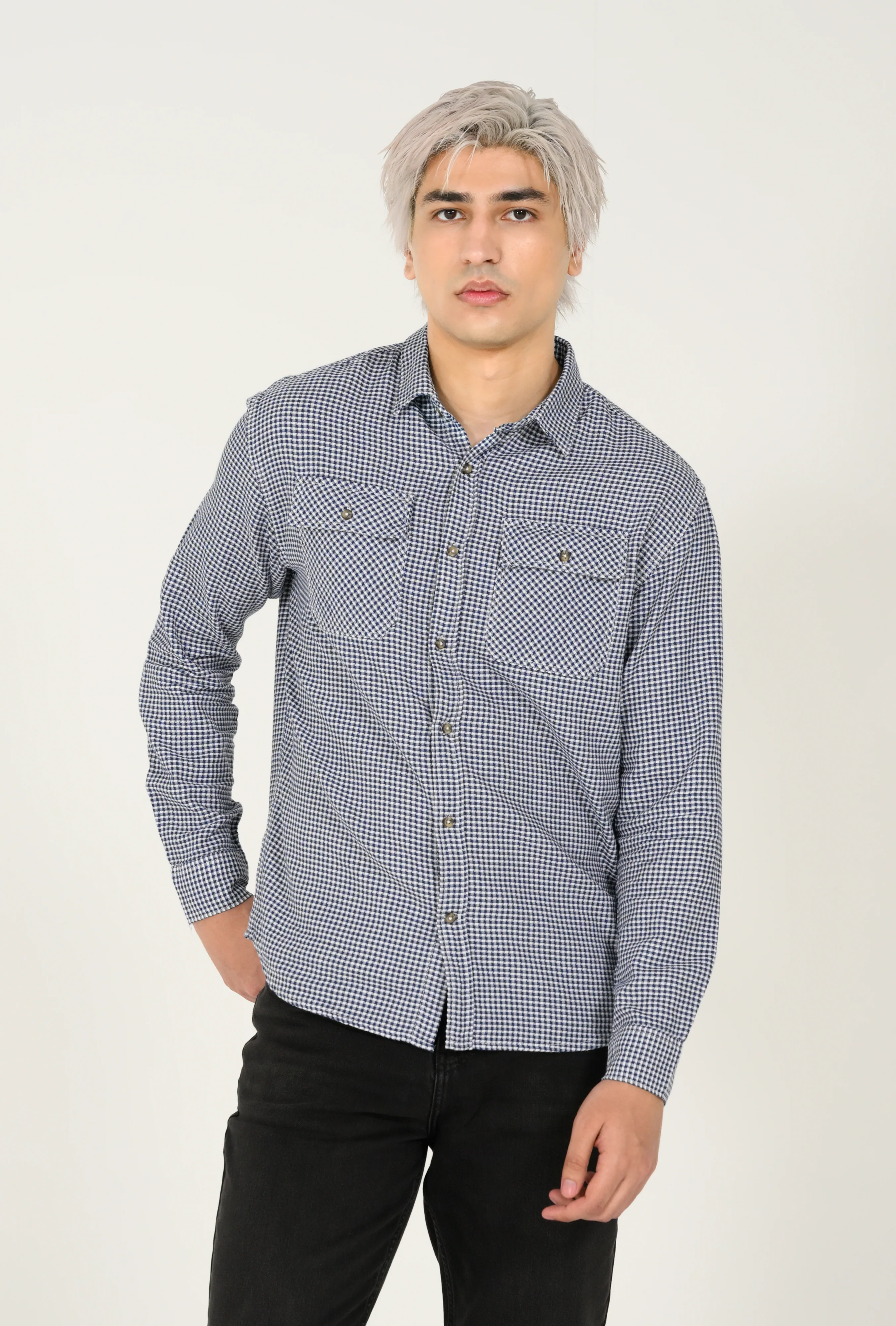 BUTTON DOWN DOBBY CHECK SHIRT - Image 5