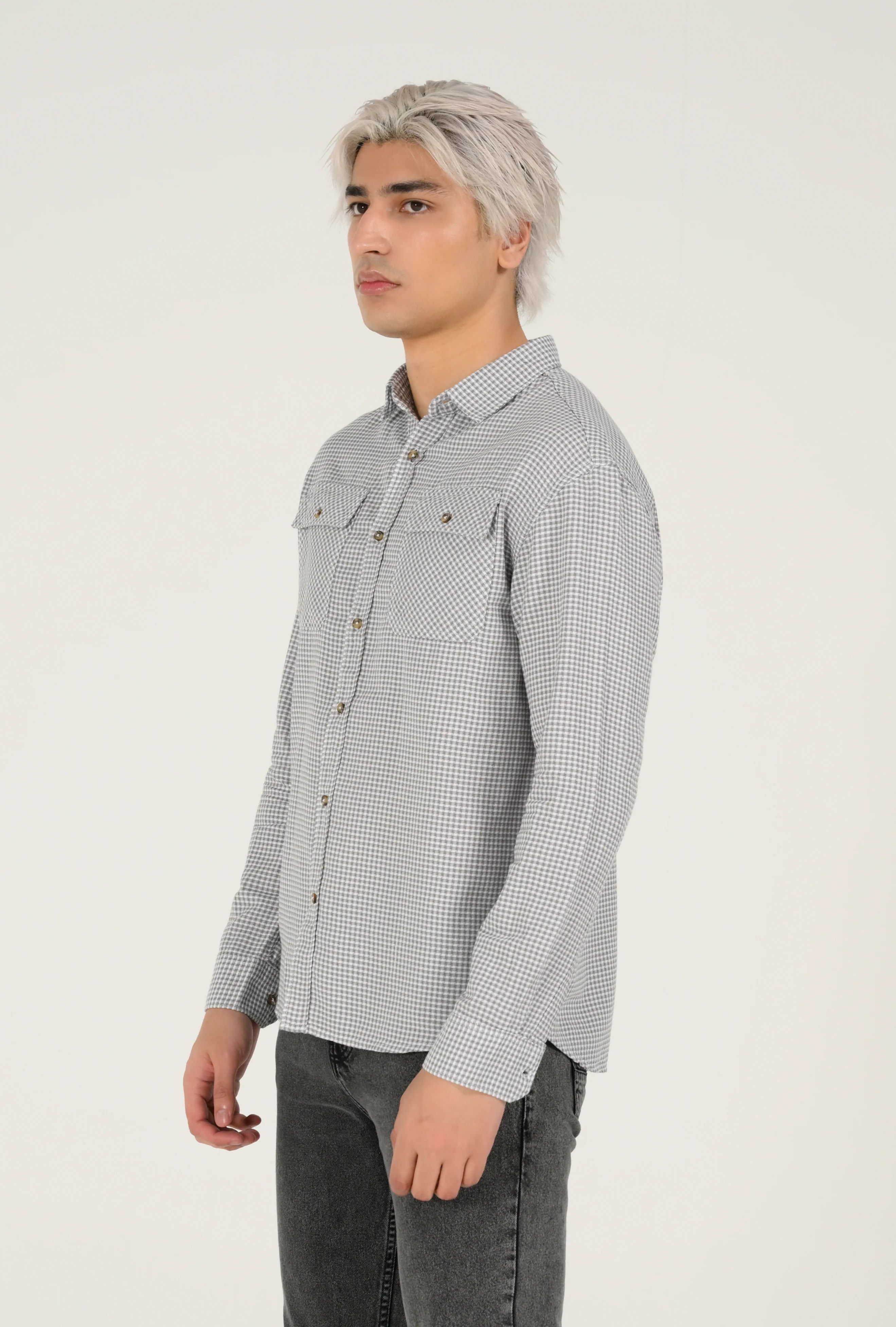 BUTTON DOWN DOBBY CHECK SHIRT - Image 3