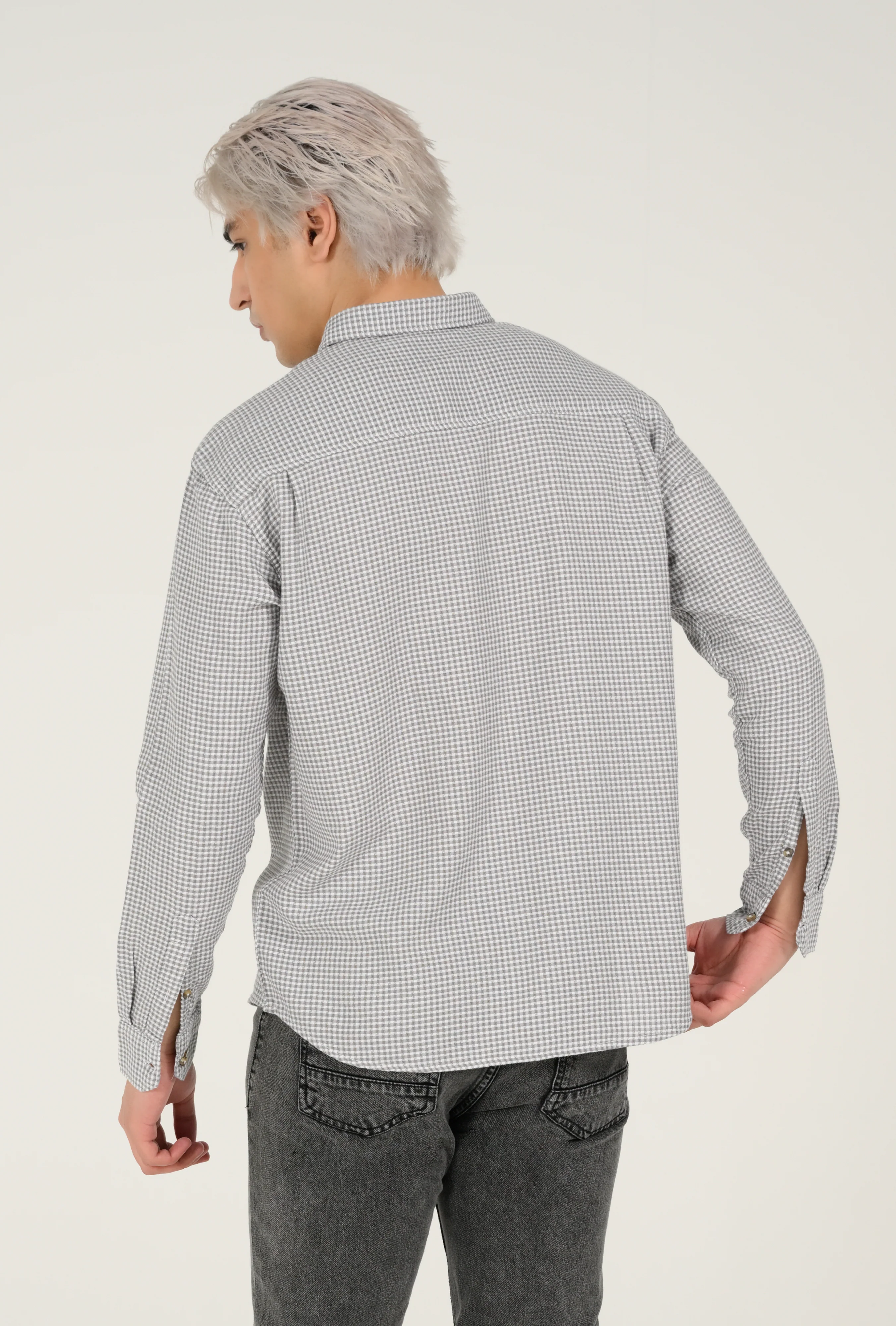 BUTTON DOWN DOBBY CHECK SHIRT - Image 4