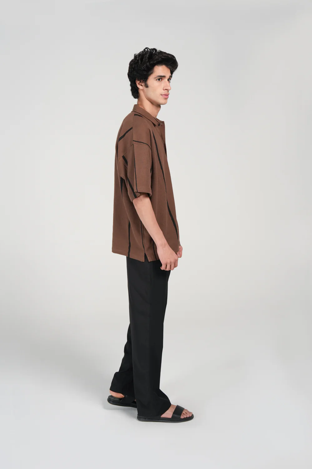 BAGGY FIT BUTTON DOWN TEXTURED PRINTED POLO - Image 2