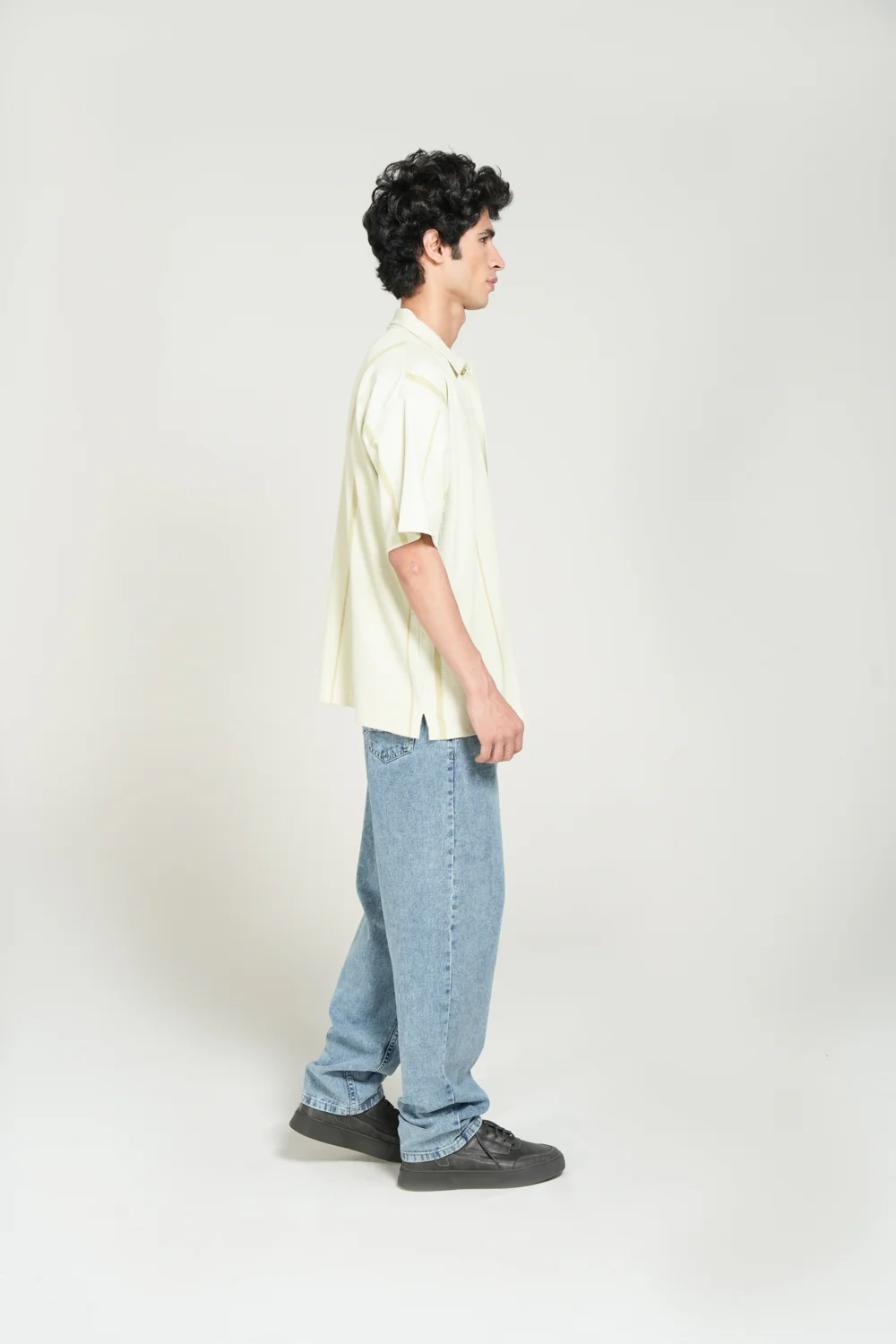 BAGGY FIT BUTTON DOWN TEXTURED PRINTED POLO - Image 2