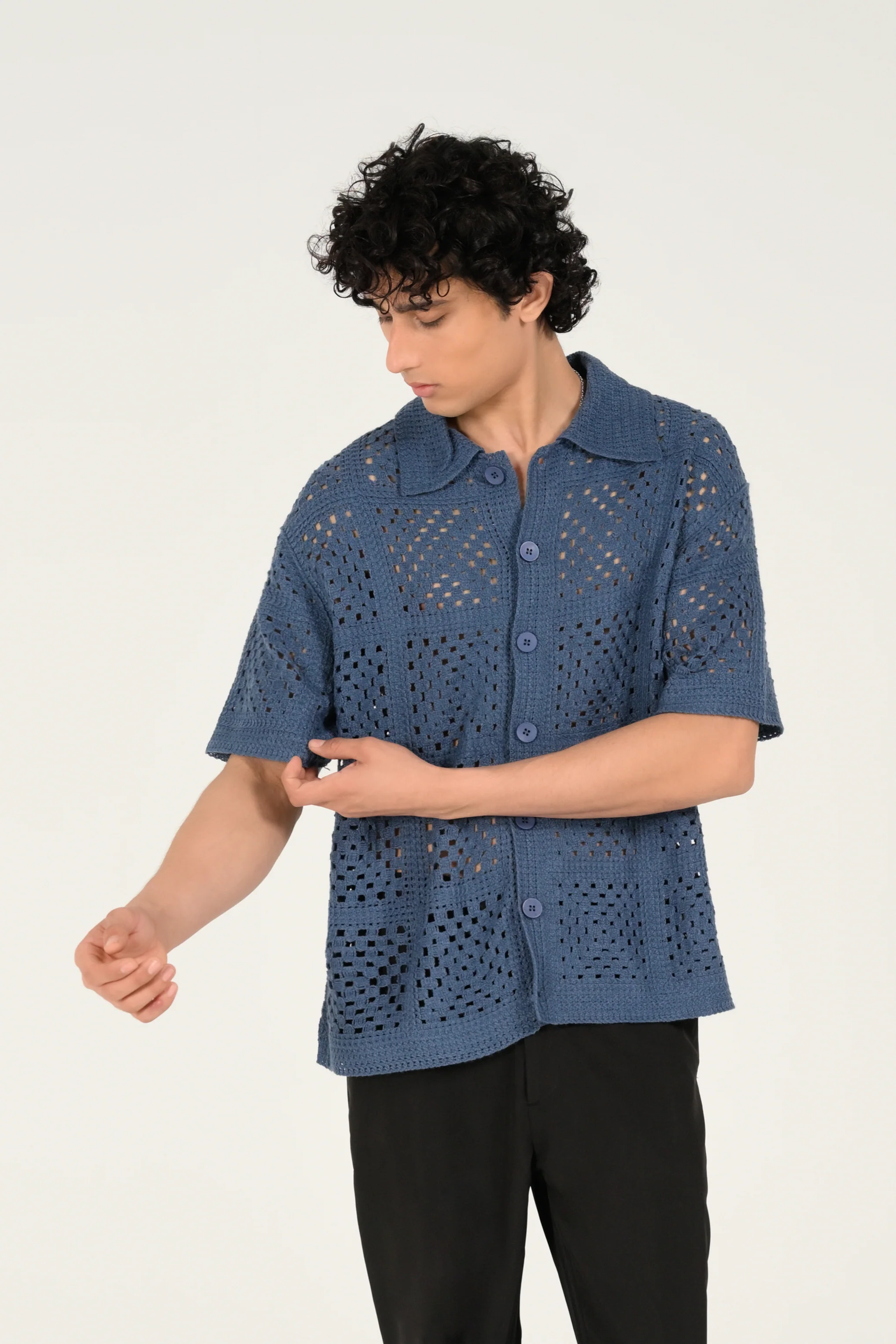 BAGGY FIT BUTTON DOWN KNITTED POLO - Image 5